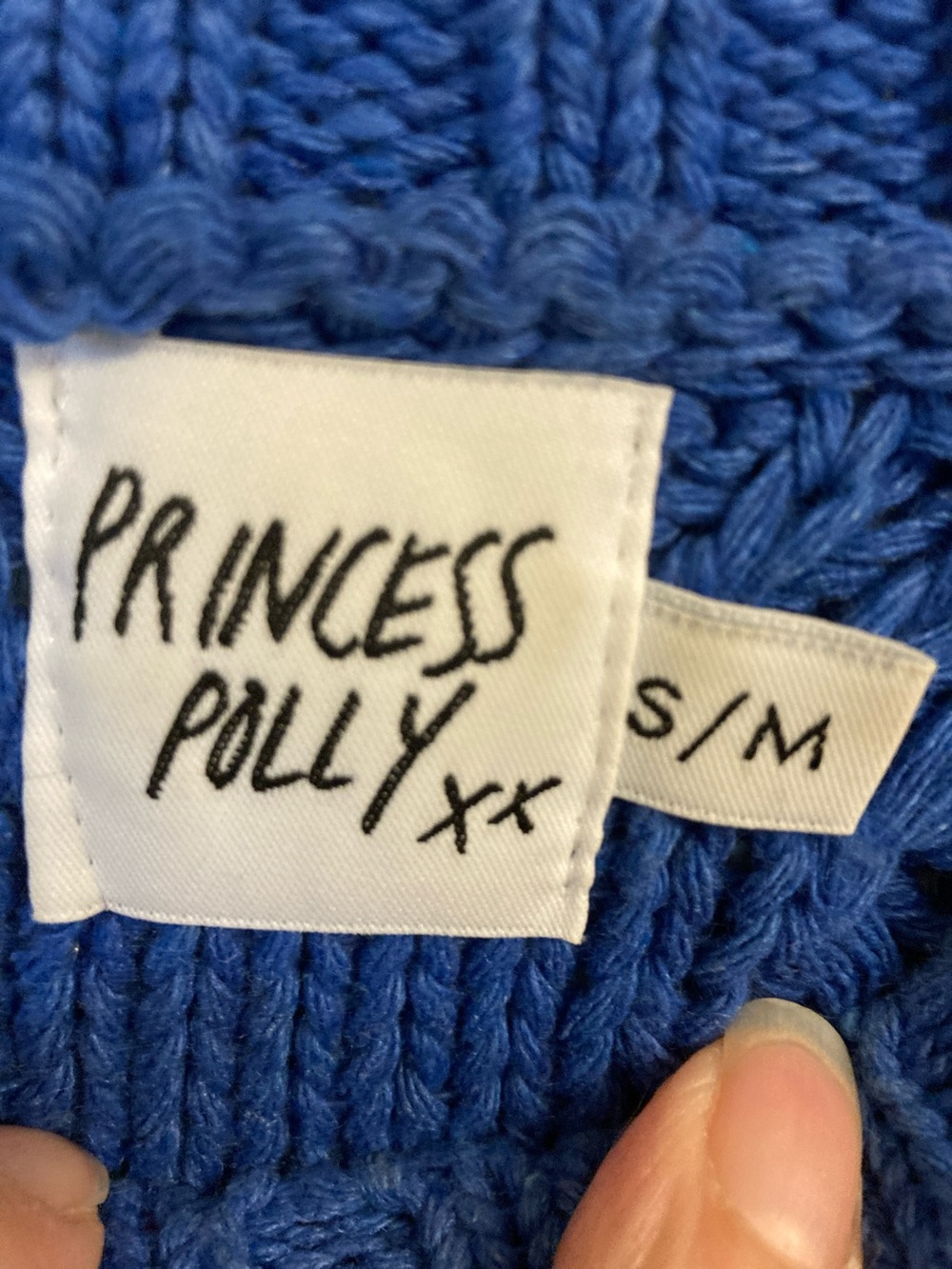 Princess Polly Cable Knit Crewneck Oversized Sweater - Royal Blue - Picture 2 of 6